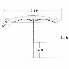 Abba Patio 6.6 by 9.8-Ft Rectangular Market Outdoor Table Patio Umbrella with Push Button Tilt and Crank, Dark Green   565564132